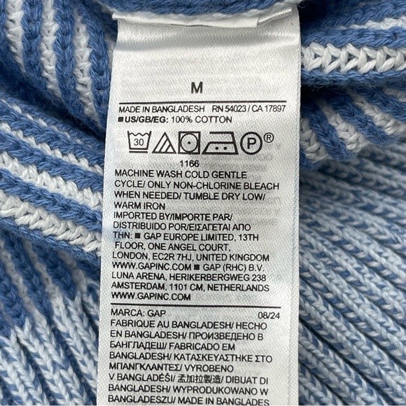 Gap Relaxed Ribbed Plaited Crewneck Sweater Light Blue Sz Medium Pullover Chunky - Picture 7 of 10